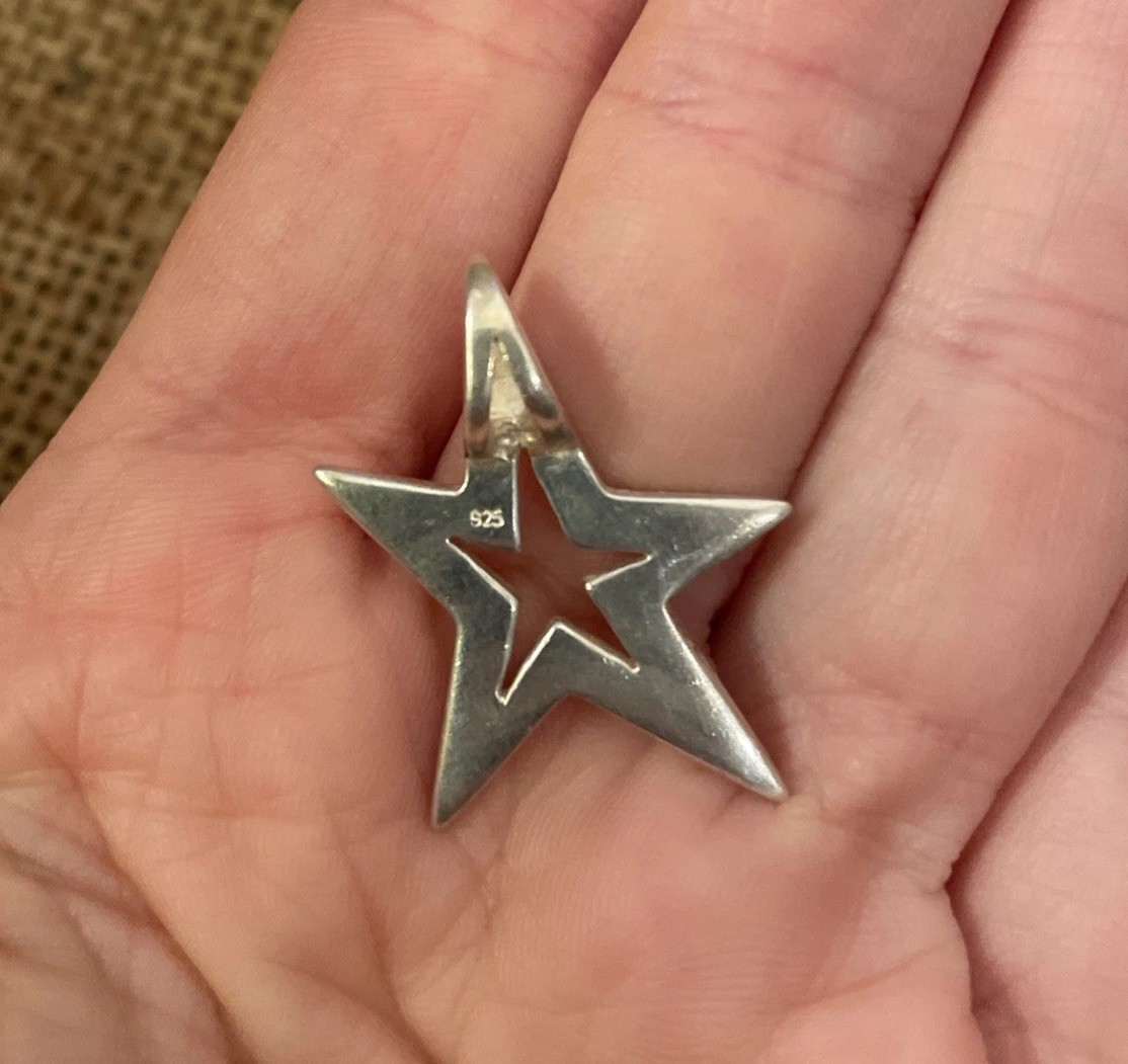Thick Solid Sterling Silver Star Necklace Pendant… - image 9