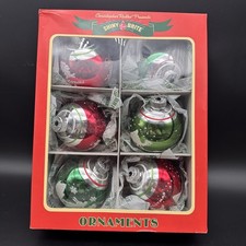 RADKO SHINY BRITE JUBLIANT JOLLY SIGNATURE FLOCK 3" ORNAMENT SET OF 6