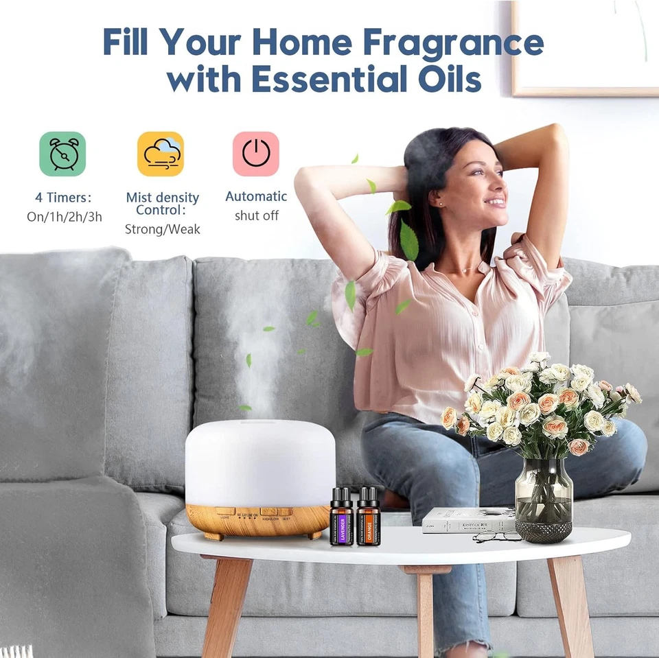 Difusor de aceites esenciales, difusor de aceite, humidificador de 500 ml, difusores para el hogar, aroma Foto 3 de 4