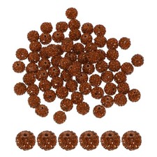PATIKIL 50 Pcs Rhinestone Beads for Jewelry Making, 10mm Shiny Round Brown 