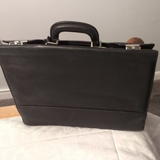 Vintage Black Leather Breifcase Laptop Bag By Gino Bergamont, lots compartments 