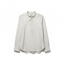 Coconut Boys Dress Shirt Mandarin Collar Size 9-10 Long Sleeves Stripes Holiday