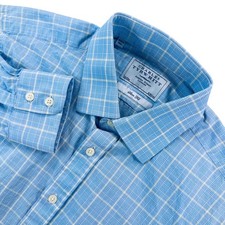 Charles Tyrwhitt Slim Fit Blue Micro Check Dress Shirt Men's 16/33 Casual Preppy