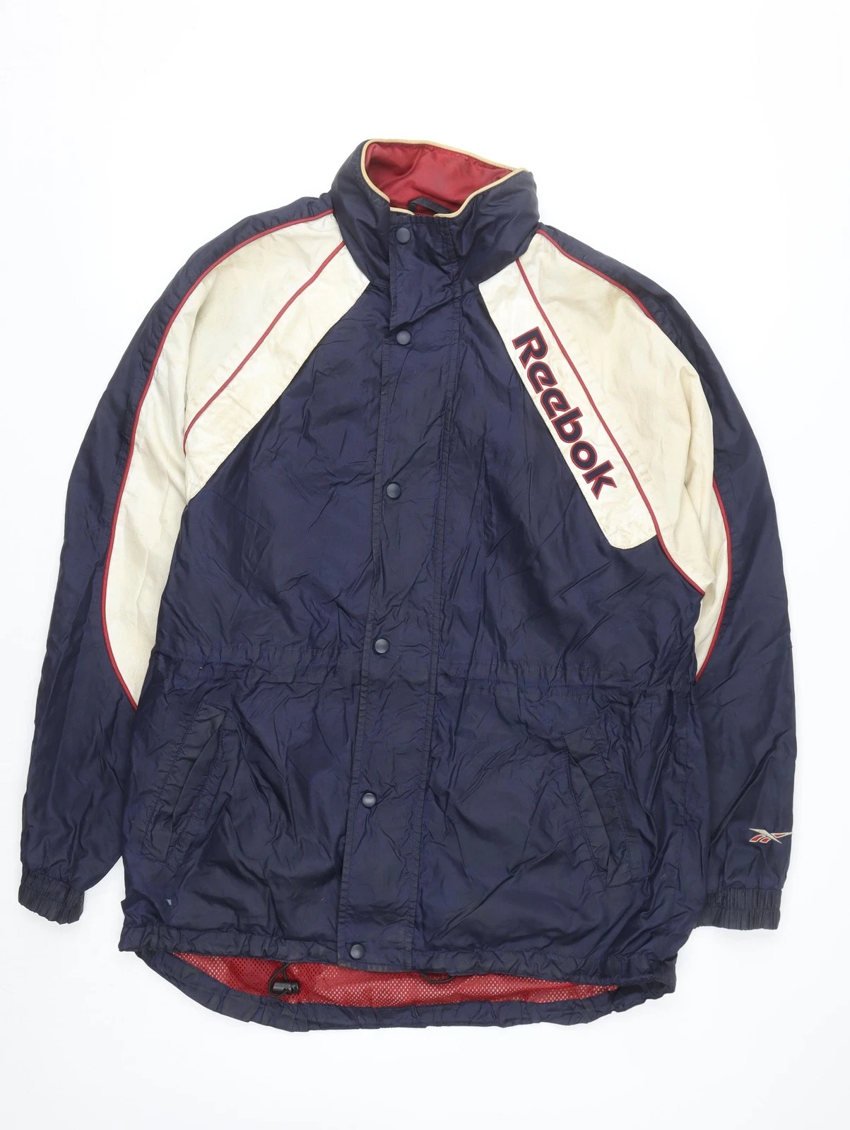Reebok Men's Blue Windbreaker Sports Jacket Size S 90s Retro Style