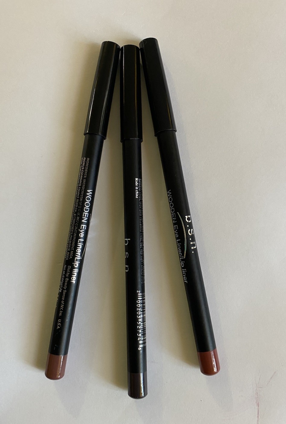b.s.n Wooden Eye Liner/lip Liner Set of 3, 3 Color 0.04 oz/ 1.2g Each NEW
