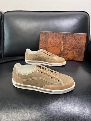 Stefano Ricci Tan Suede Canvas Sneakers Lace Up Men's EU 39-45 New