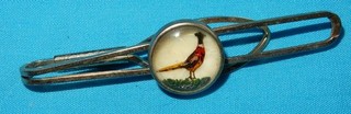 SUPERB STRATTON GENTLEMANS TIE CLASP / CLIP PHEASANT GLASS CENTRE