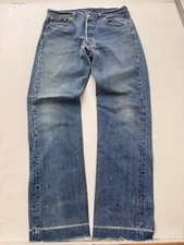 Vintage 90s Levis 501 XX USA Made Raw Hem Denim Jeans Fits 34x33