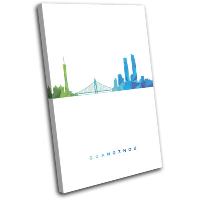 Guangzhou Skyline geometrisch modern Stadt EINZELNE LEINWAND WANDBILD Bild Druck