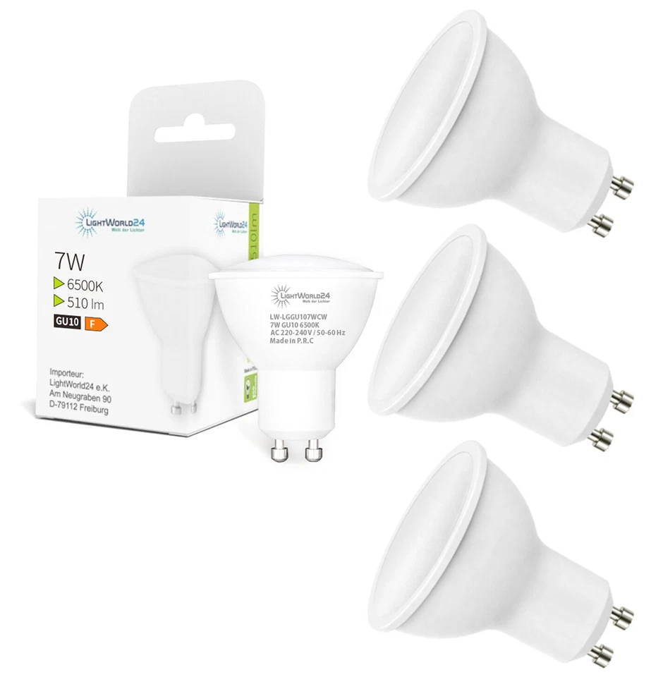 GU10 Glühbirnen Lampe 7W Halogen LED Leuchtmittel Glühlampe 510 LM Kaltweiß - Bild 2 von 4