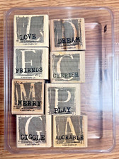 Stampin Up - A Is For Adorable - Set Of 8 Wood Mounted Rubber Stamps 2006