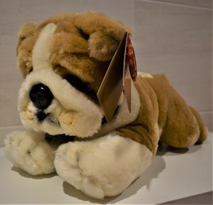 BULLDOG BULL DOG SOFT TOY LYING DOWN 