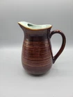 Vintage RED WING Brown Aqua Ring Pitcher Carafe Stoneware Pottery Green USA