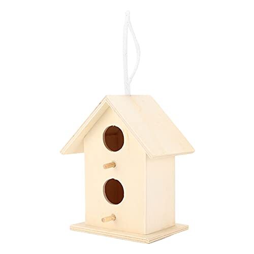 Wooden Bird House,Bird Nests Box DIY Painting Wild Bird Double Layer Two Hole - Bild 1 von 7