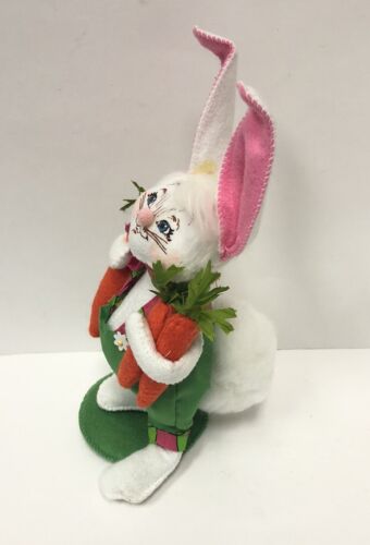 Annalee Spring Garden Easter Bunny Rabbit Boy in Overalls With Carrots Doll - Picture 4 of 7