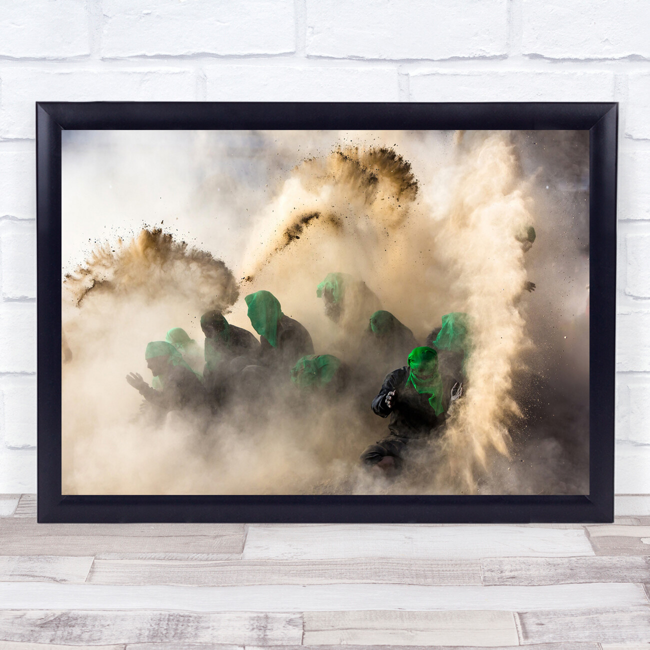 Documentary Street Action Throw Throwing People Dust Scarf Wall Art Print