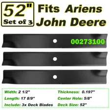 3PCS Mower Blade for 52" Ariens/Gravely 00450300 00273100