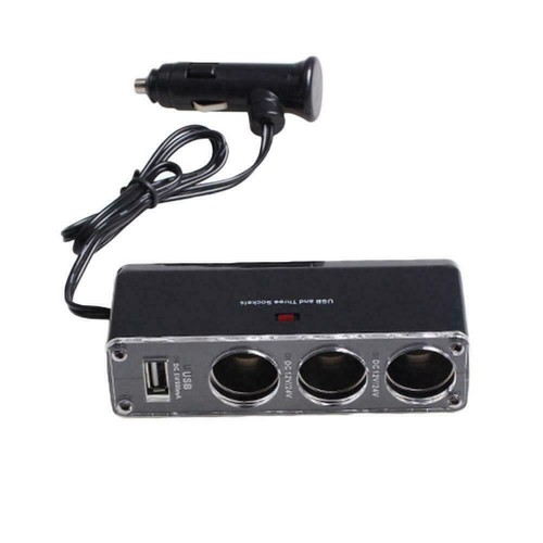 Three Port Multi Socket Car Cigarette Lighter Splitter Charger Adapter USB V1T6 - Zdjęcie 5 z 13