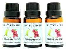 3 Cranberry Pear 1/2oz Premium Grade Scented Fragrance Oil Crazy Candles