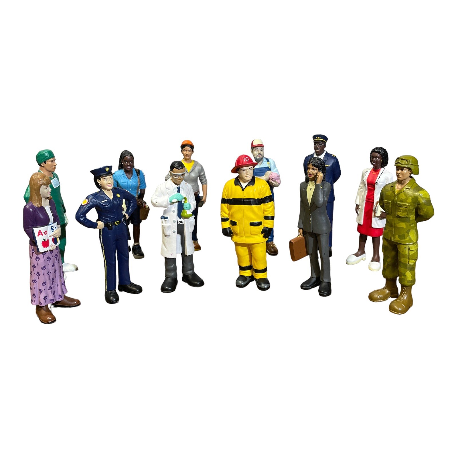 12 Lakeshore Learning PVC Figures Professions Police Fireman Army Nurse ...