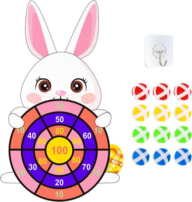 Easter Dart Board Game, Cute Bunny Party Board Games with 12 Stick Balls, Happy 