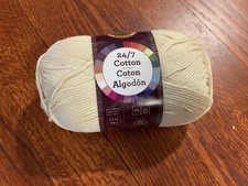Lion Brand Yarns 24/7 Cotton Yarn 3.5 oz 186 yds 4 Medium / Ecru