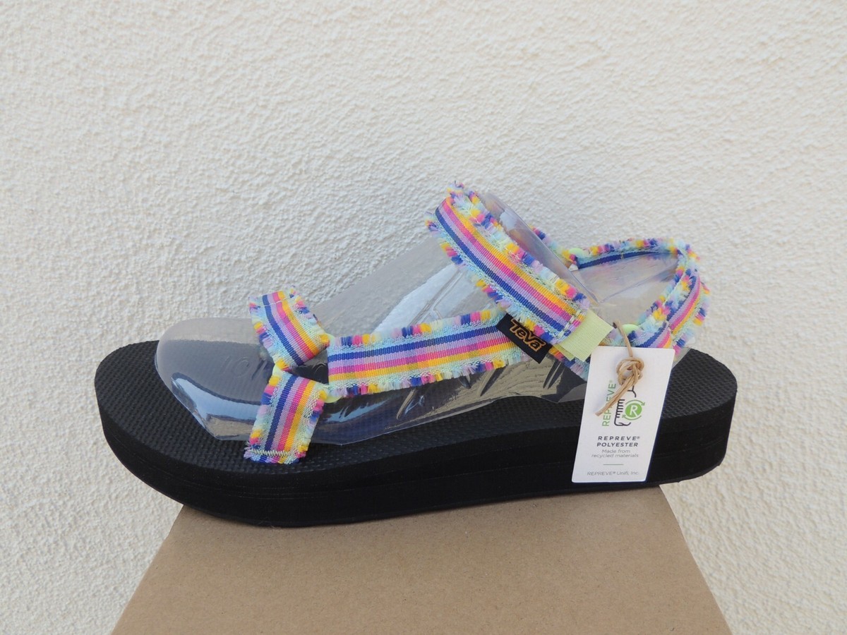 TEVA MIDFORM FRAY FRAZIER BLACK UNIVERSAL STRAPPY SANDALS, US 11