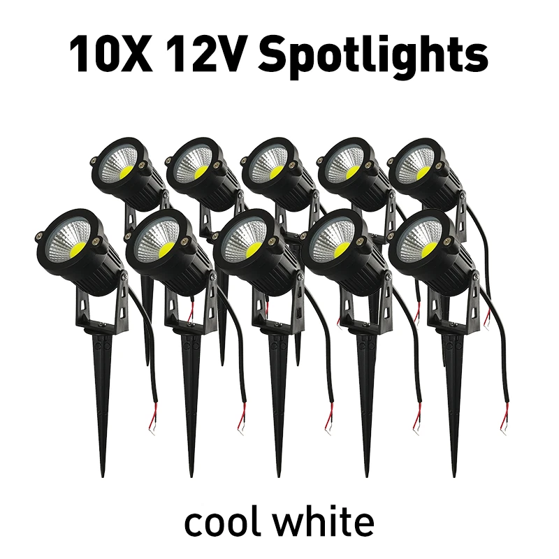 10X 12volt LED Spotlights Walkway Landscape Cool White 6000K Low Voltage Wired