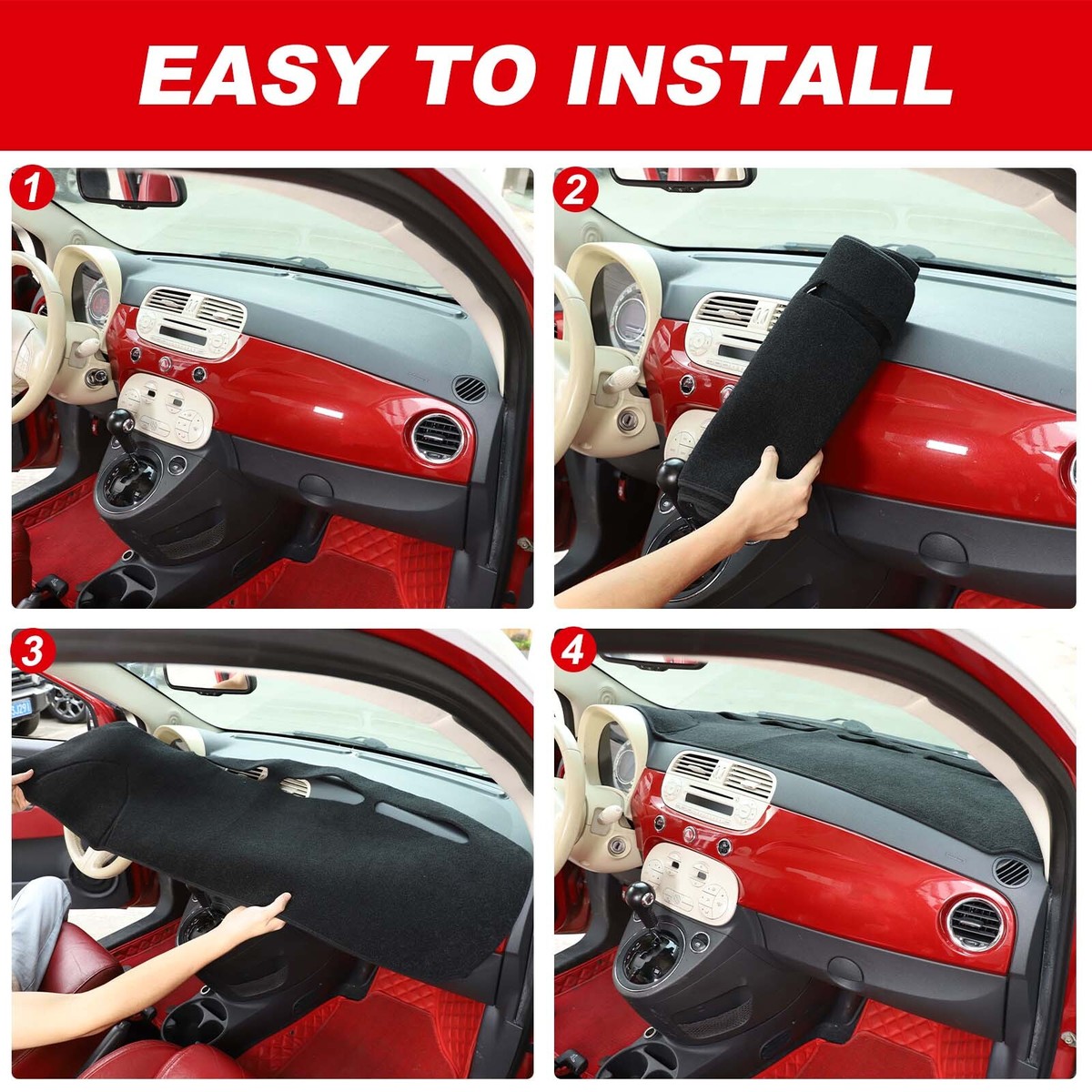 Dashboard Cover Für Fiat 500 - Armaturenbrett Schutzmatte Gegen Sonne & Verschleiß