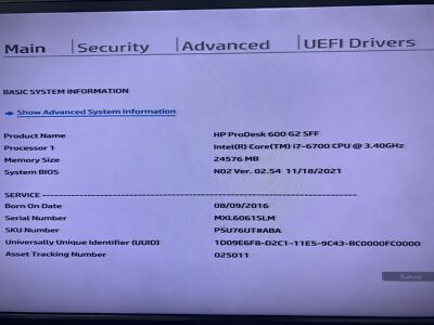 HP ProDesk 600 G2 SFF Desktop Core i7-6700 @ 3.4GHz 24GB RAM 1TB