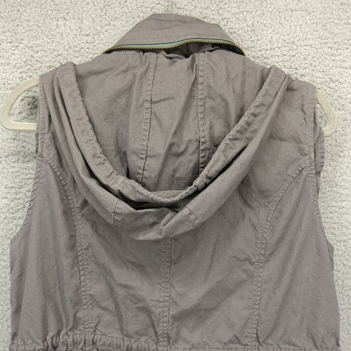 Market & Spruce Large Utility Vest Hooded Drawstring Pockets Casual Gray - Picture 8 of 14