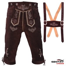 Bavarian Suede Lederhosen Oktoberfest Costume Long Trachten Helmut German Outfit