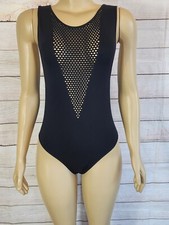 H M Women Sleeveless Round Neck Black Bodysuit NWT Size M