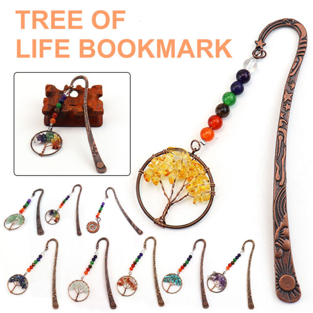 Chakra Crystal Vintage Metal Tree of Life Bookmark for Student Teacher L