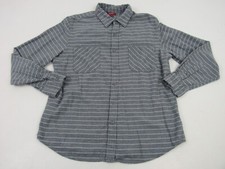 Arizona Men's Size Large Gray Striped Long-Sleeve Button-Down Shirt