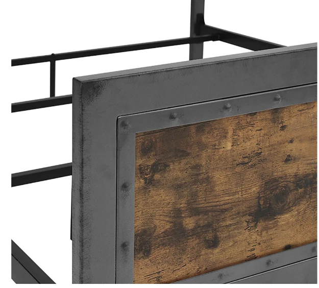 Деревенская металлическая кровать двуспальная кровать каркас изголовье изножье коричневое дерево - Изображение 2 из 4