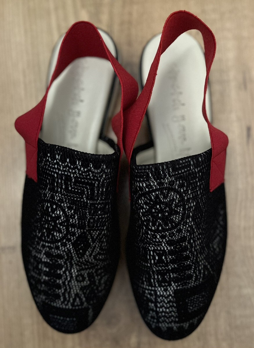 Rapisardi Sandals Stretch Your Life Black And Red Size 37 Made In