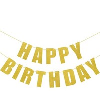 Birthday Banner-Gold Glitter-Happy Birthday Decorations Birthday Sign