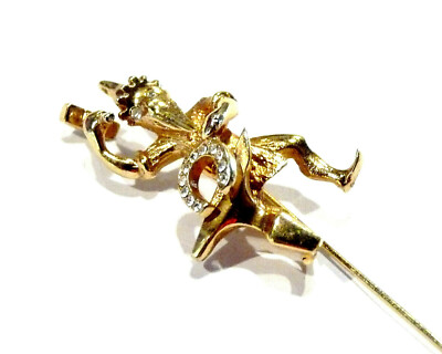 Épingle De Cravate Maréchal Ferrant Signée Grossé - Bijou Vintage En Alliage Et Strass