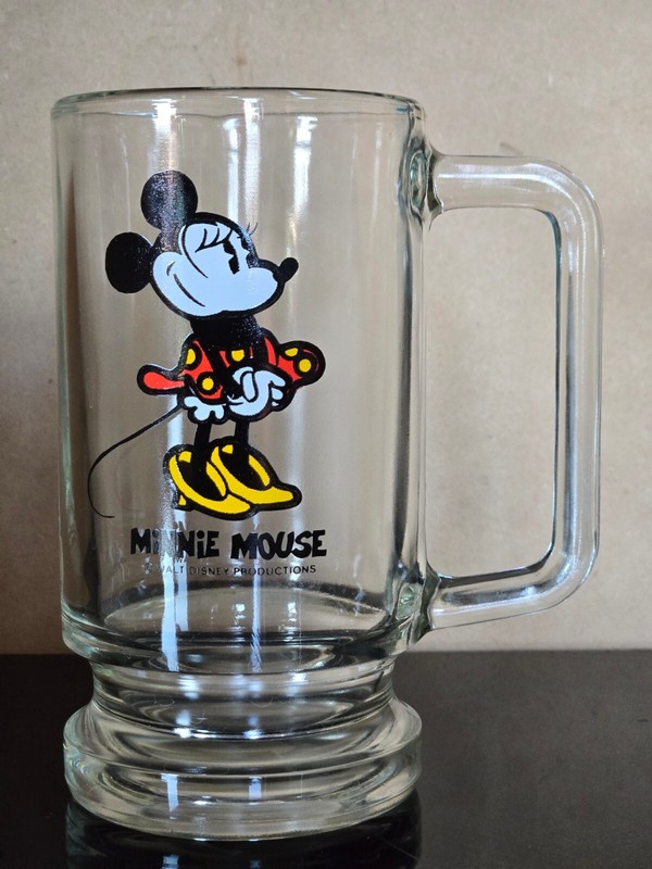 Vintage  Disney Heavy Glass Mug  Minnie Mouse 