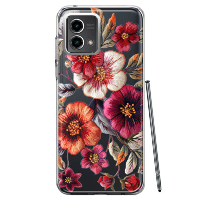Mundaze Case for Motorola Moto G Stylus 5G 2023 Embroidered Pink White Flowers