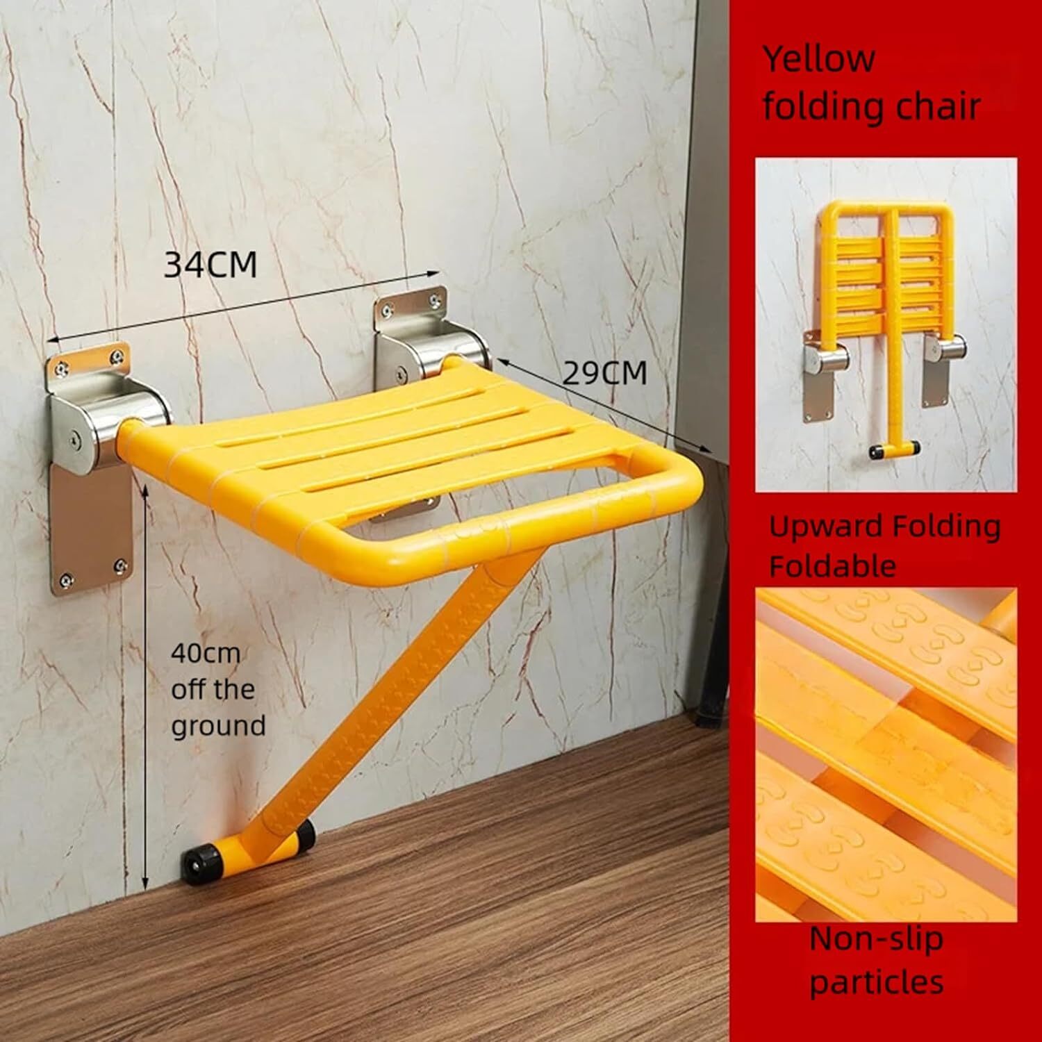 Folding Shower Seat Wall Mounted Shower Bench 550LB Load Bearing Shower ...