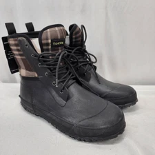Tidewe Women's Neoprene Lace Up Rubber Plaid Hunting Rain Boots Sz 9 Waterproof