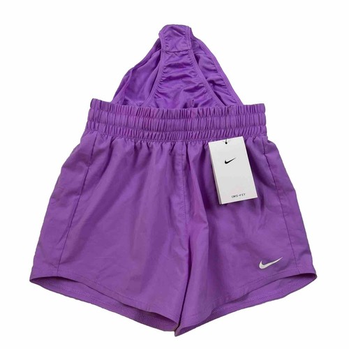 NEW Nike One Dri Fit Girls L Training Loose Fit Running Purple Shorts Track - Picture 7 of 12