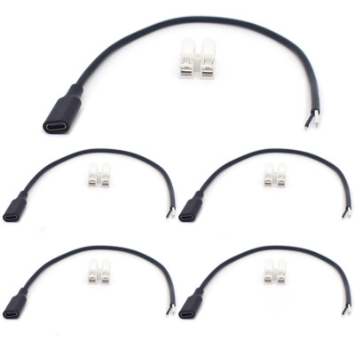 5x 0.3M/1FT USB Type-C Female to 2-Pin Bare Wire 22AWG 5V 3A DIY Repair Cable