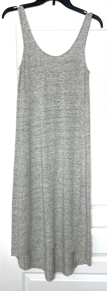 CALYPSO ST. BARTH Heather Gray Stretch Knit Linen Hi/Lo Asymmetric Tank Dress S - Image 3 of 4