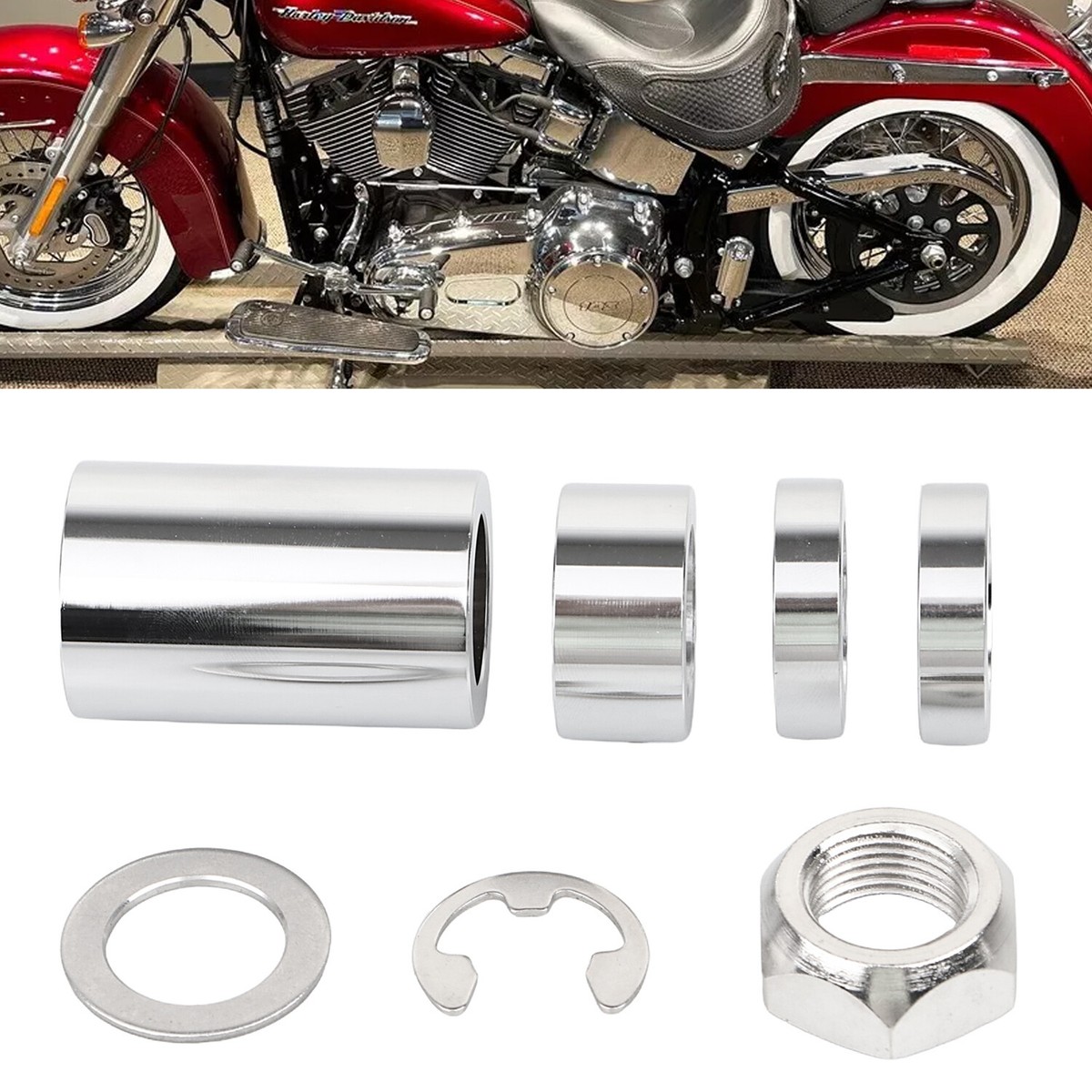 Chrome Rear Axle Nut Spacer Washer Kit For Harley Softail Deluxe