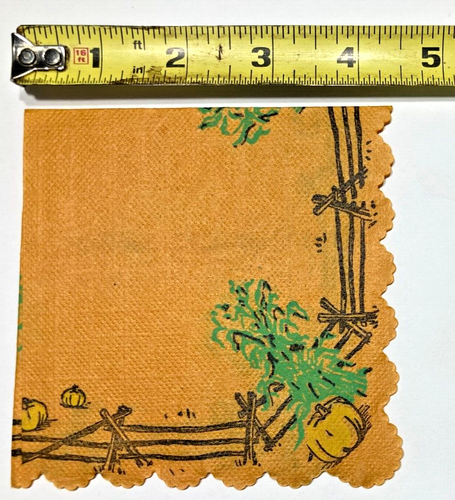 RARO TOVAGLIOLO DI CARTA CREPE VINTAGE HALLOWEEN PICCOLA BEVANDA TAGLIA 30 anni 40 GATTO NERO - Foto 8 di 8