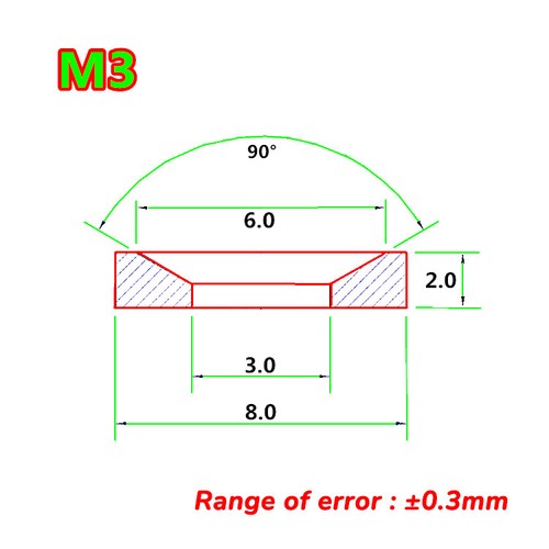 Rosetten Vollmetall für Senkkopfschrauben M2 M2,5 M3 M3,5 M4 M5 M6 M8 Aluminium - Picture 5 of 10