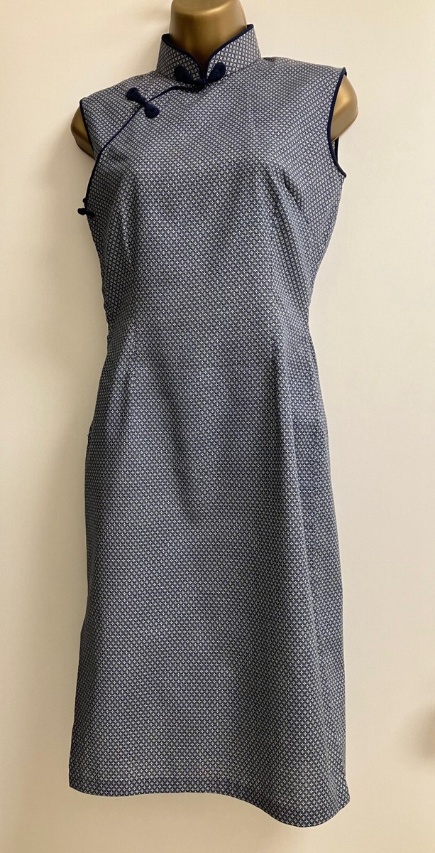 white christmas dresses Casual Qipao, retro long Cheongsam, blue Qipao, daily Cheongsam –  Beth&Brian Qipao main image 1